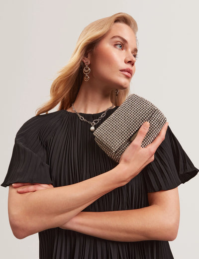 Ted Baker Gliters Crystal Embellished Mini Crossbody Bag | Silver