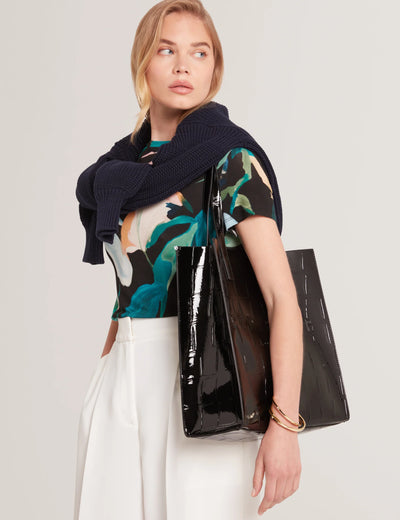 Ted Baker Croccon Large Croc Texture Icon Tote Bag | Jet Black