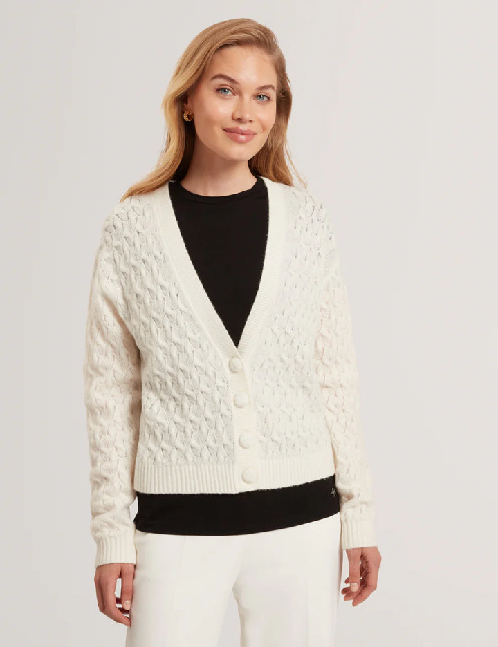 Ted Baker Kylana Cable Knit V Neck Cardigan | Ivory