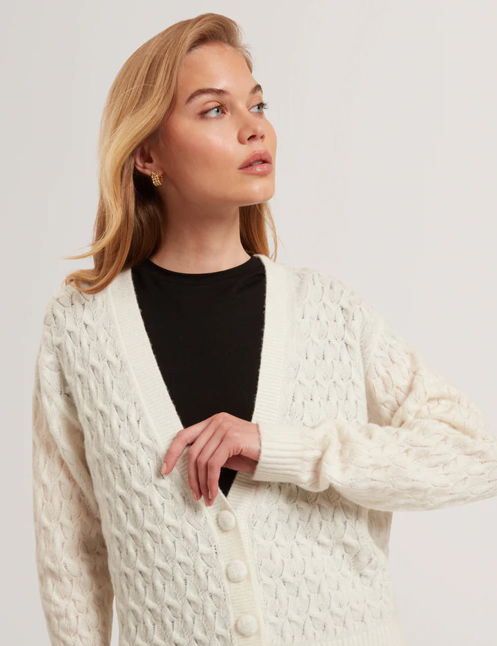 Ted Baker Kylana Cable Knit V Neck Cardigan | Ivory