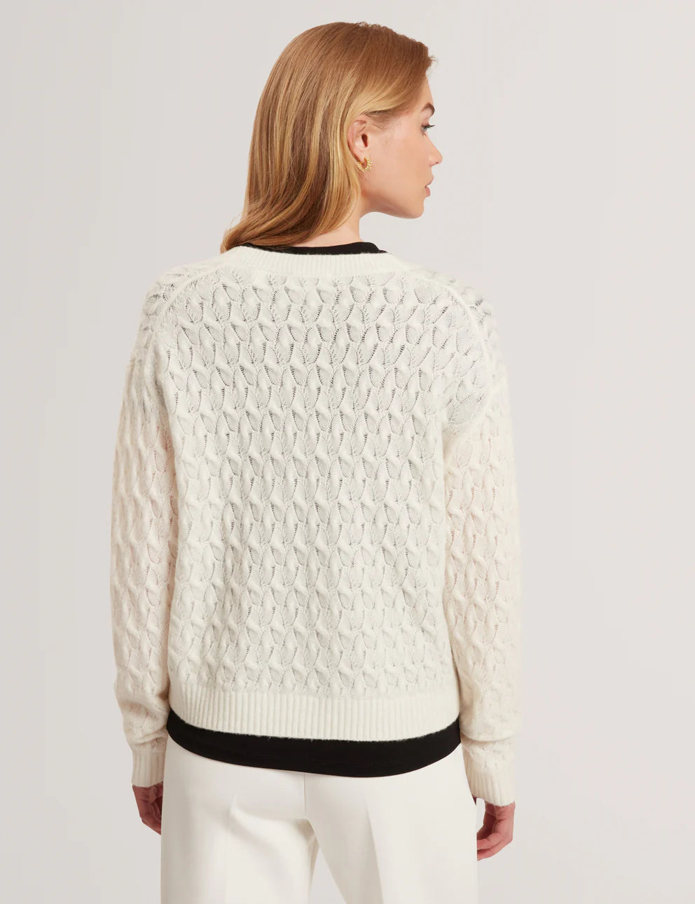 Ted Baker Kylana Cable Knit V Neck Cardigan | Ivory