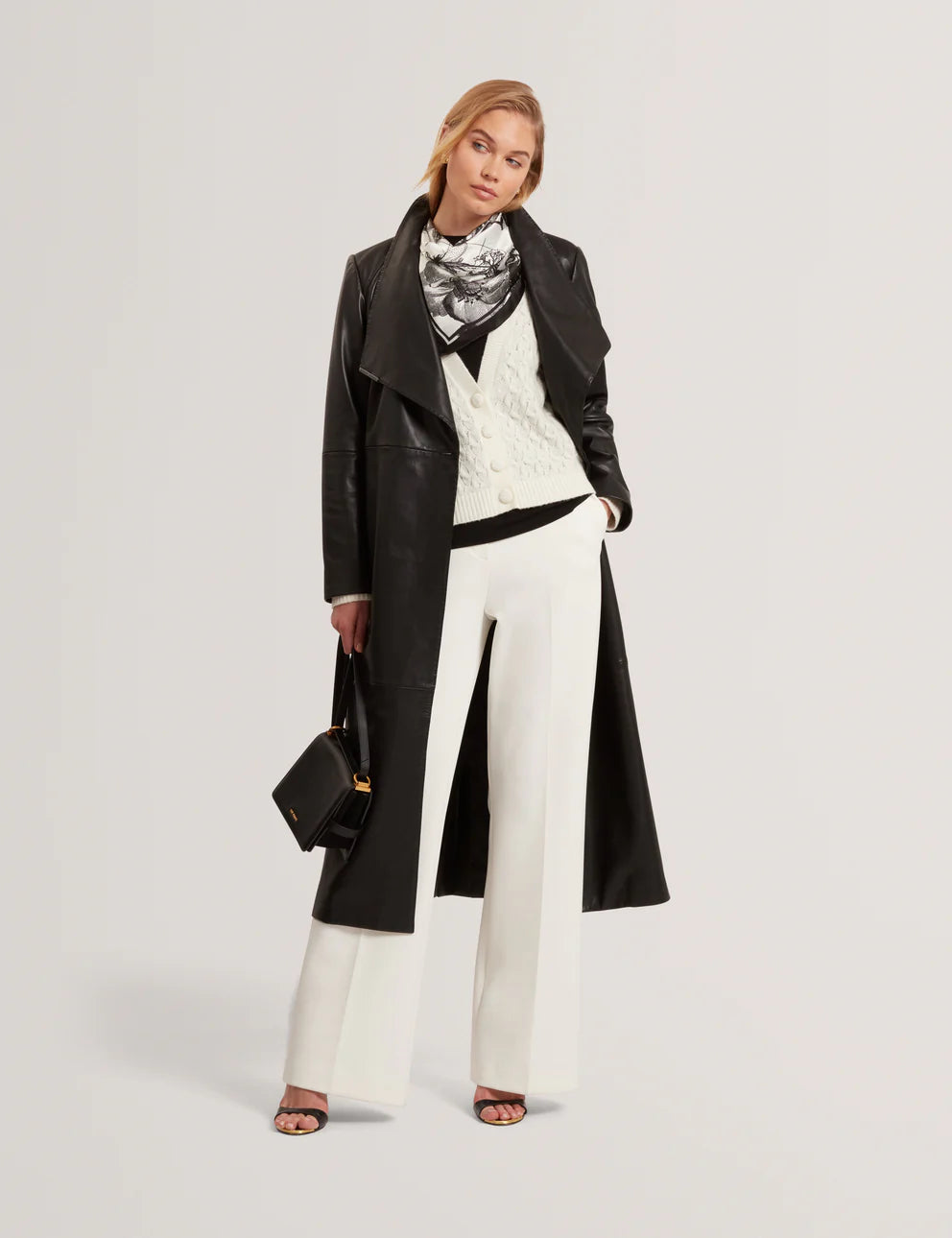Ted Baker Kylana Cable Knit V Neck Cardigan | Ivory