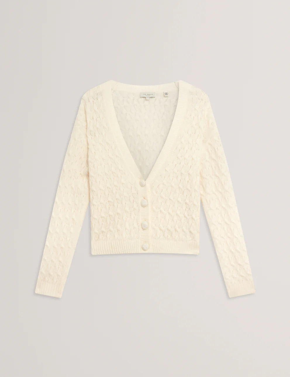 Ted Baker Kylana Cable Knit V Neck Cardigan | Ivory