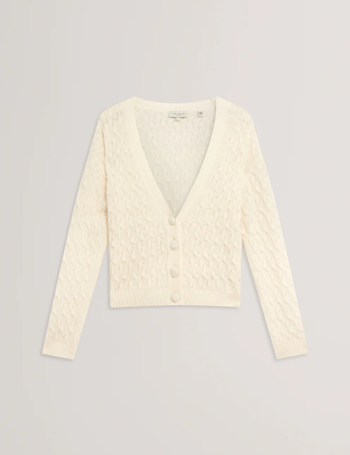 Ted Baker Kylana Cable Knit V Neck Cardigan | Ivory