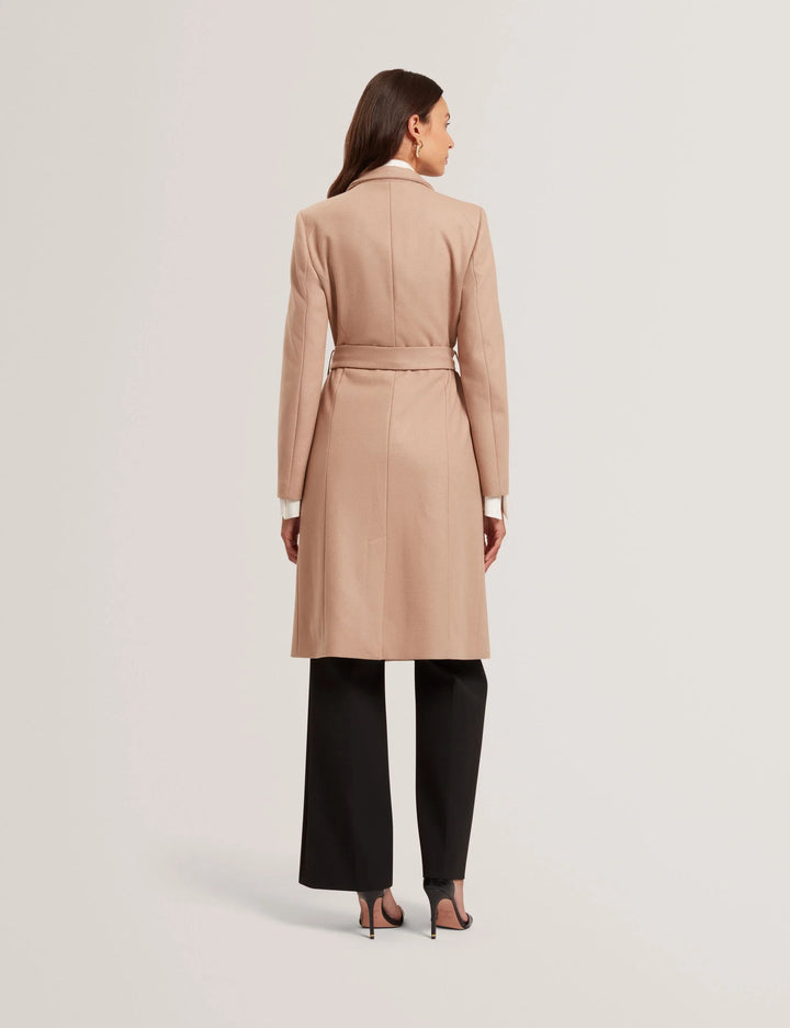 Ted Baker Rose Midi Length Belted Wool Wrap Coat | Camel