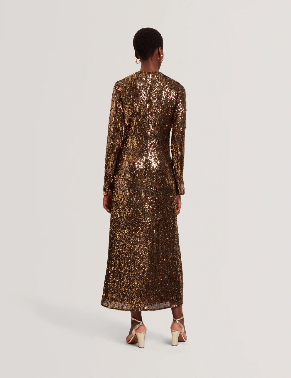 Ted Baker Jadeaa Sequinned Long Sleeve Midi Dress | Natural