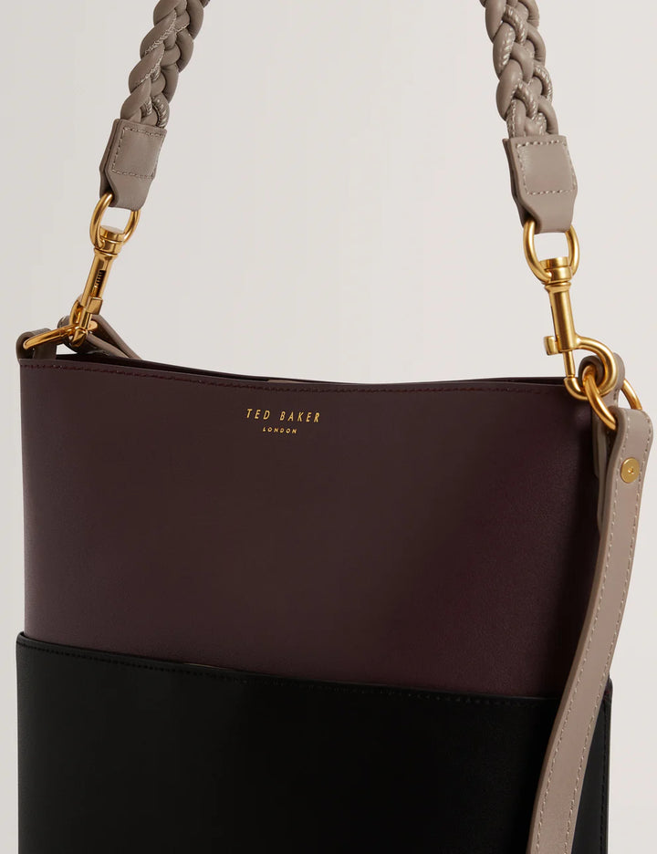 Ted Baker Wilna Woven Handle Colourblock Medium Bag  | Wine