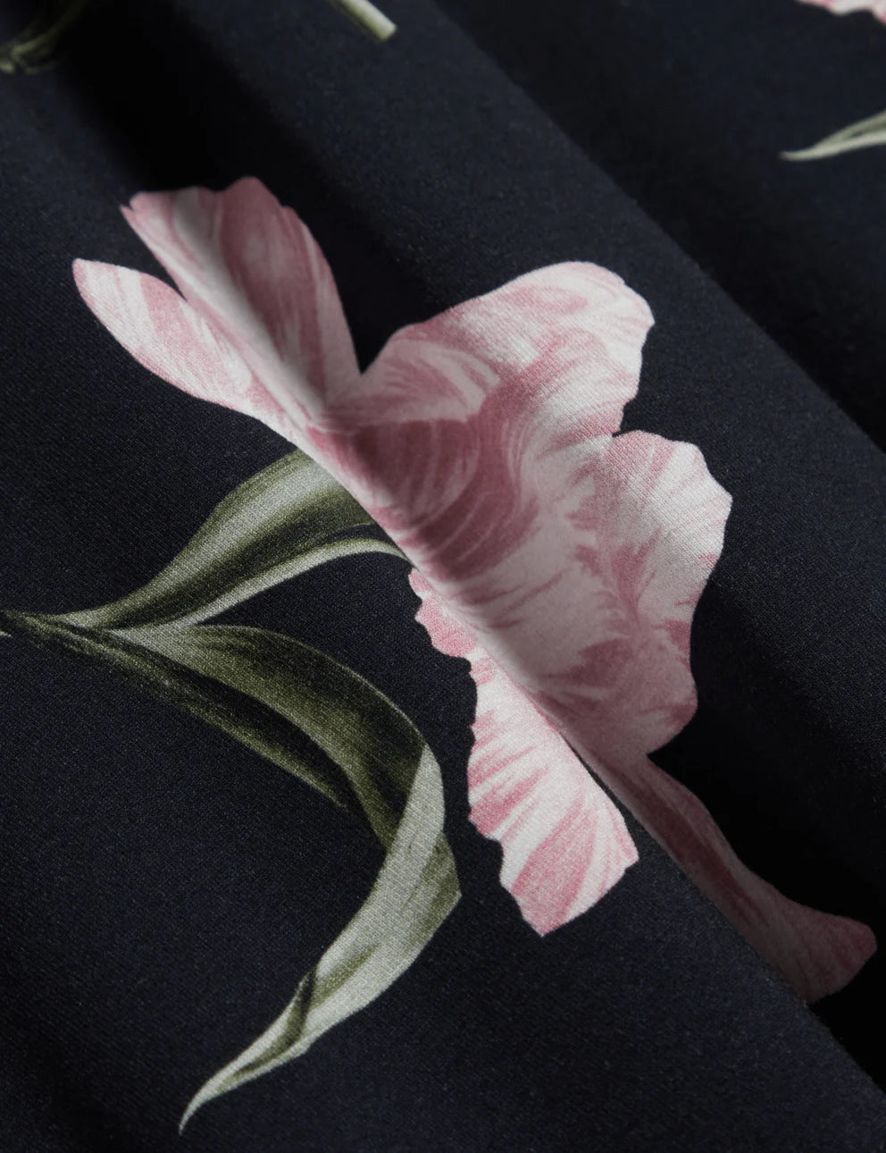 Ted Baker Tulip Print Fitted V-Neck T-Shirt | Navy