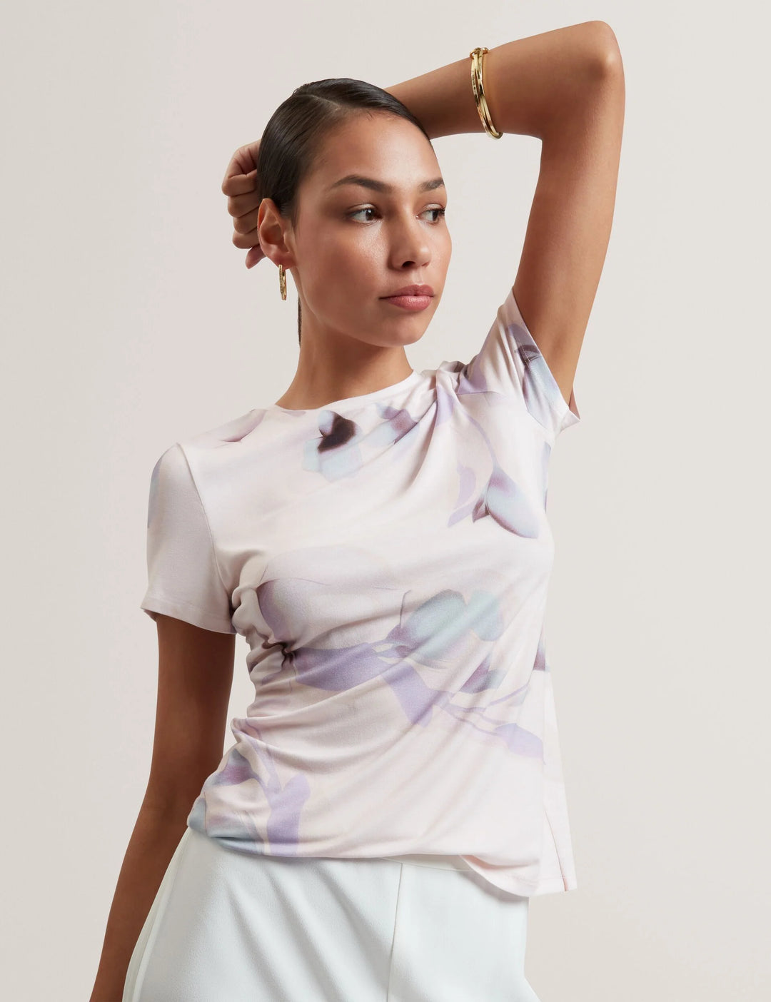 Ted Baker Botanical Fitted Crew Neck T-Shirt | Pink