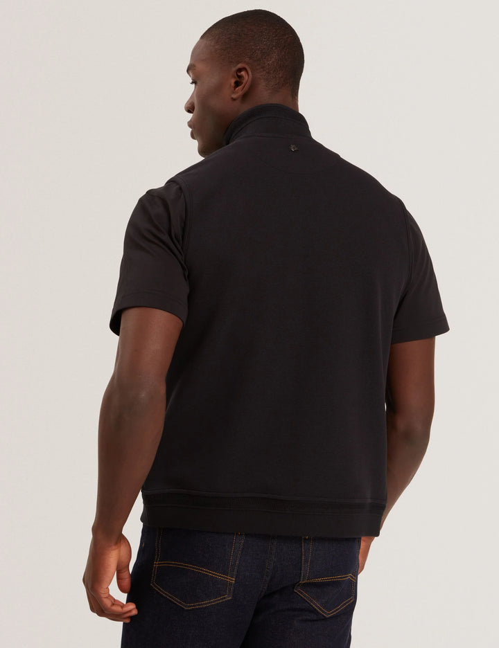 Ted Baker Quilted Front Funnel Neck Zip-Up Gilet | Black