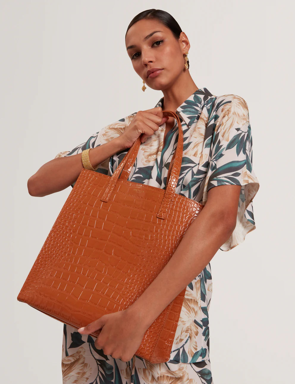 Ted Baker Wenella Croc Effect Large Icon Bag | Tan