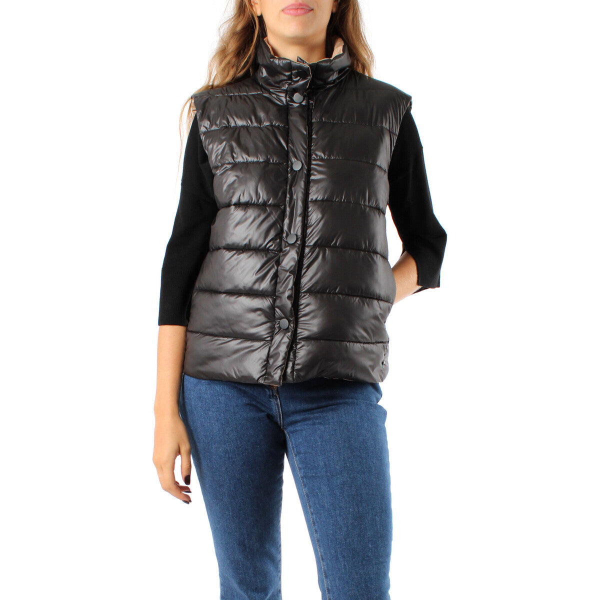 PennyBlack Raspa Double-Faced Gilet | Black/Beige