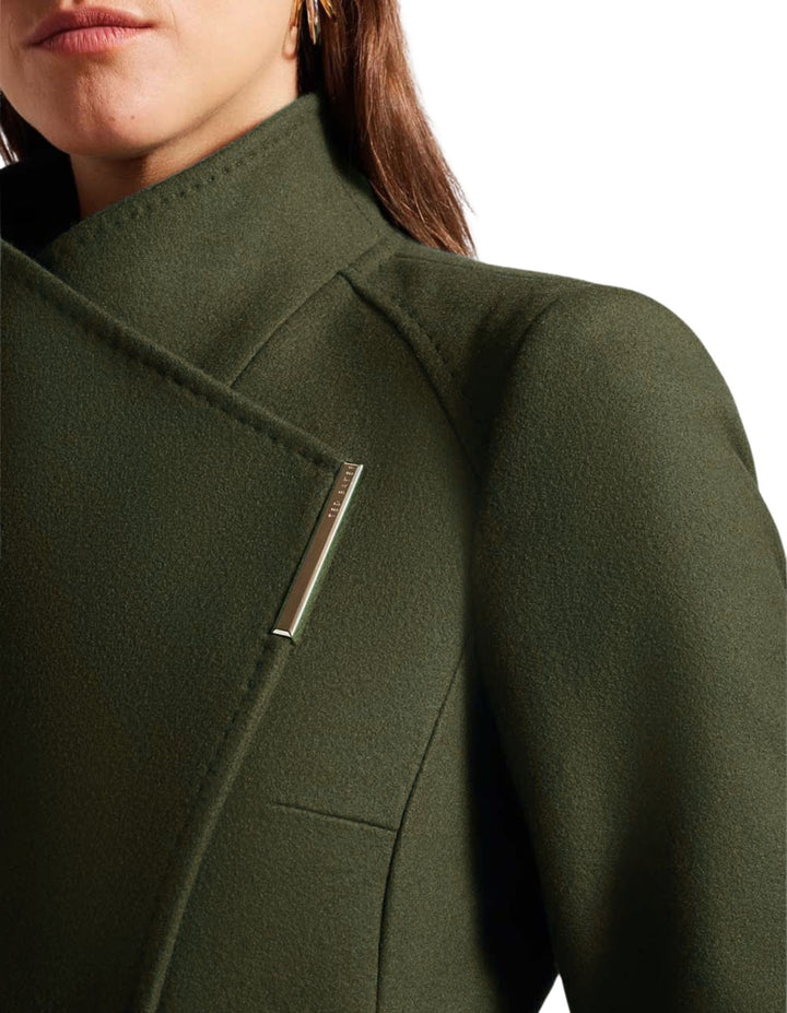 Ted Baker Rosess Short Belted Wool Wrap Coat | Olive