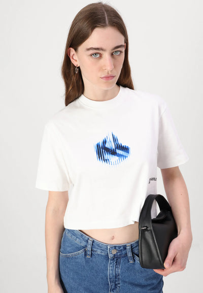 Karl Lagerfeld Boxy Glitched Logo T-shirt | White