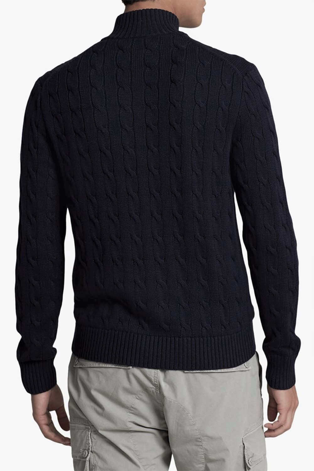 Ralph Lauren Cable-Knit Cotton Full-Zip Jumper | Black