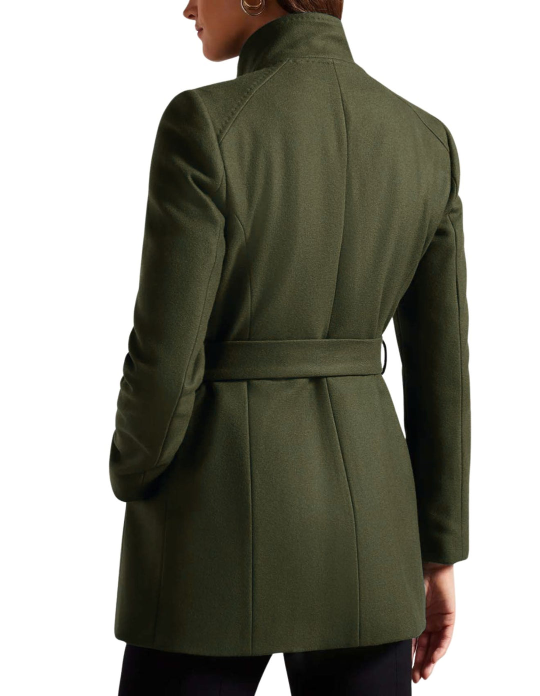 Ted Baker Rosess Short Belted Wool Wrap Coat | Olive