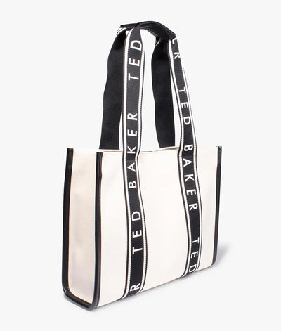 Ted Baker Georjia Branded Webbing Canvas Tote Bag | White