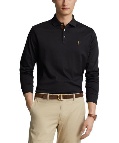 Ralph Lauren Soft Cotton Interlock Custom Slim Fit Polo Shirt | Black