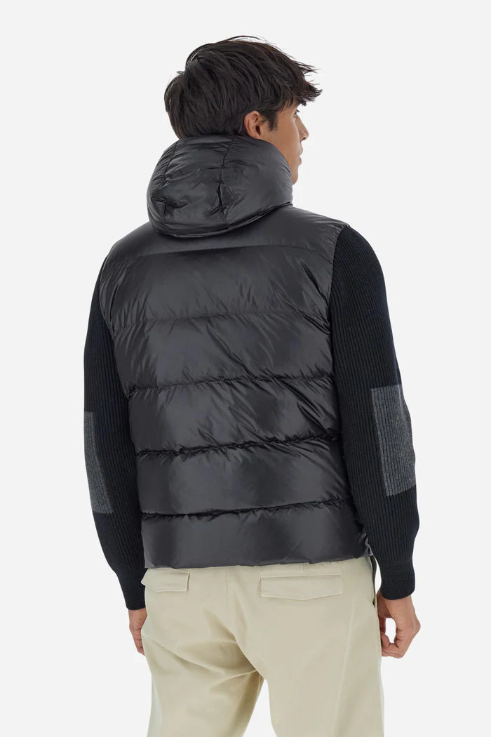 La Martina Men’s Iridescent Nylon Down Jacket Knit Sleeves | Black