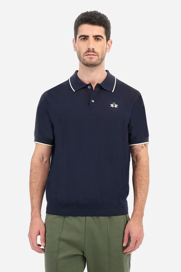 La Martina Polo Shirt in Tricot Cotton Knit in Regular Fit - Austin | Navy