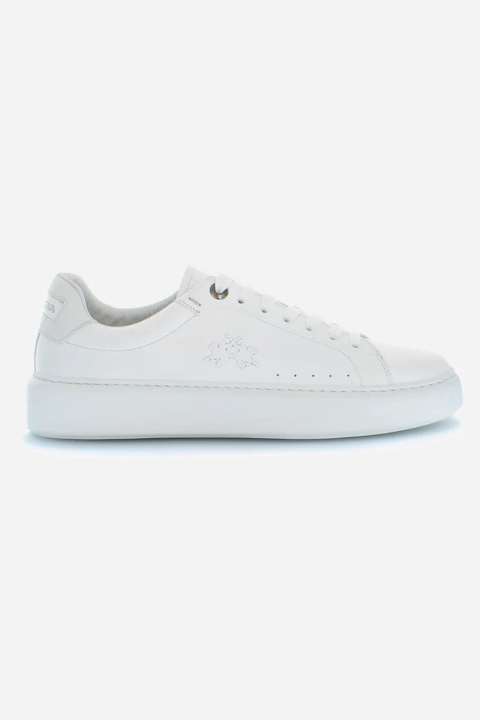 La Martina Men's Trainers in Brushed Leather | White