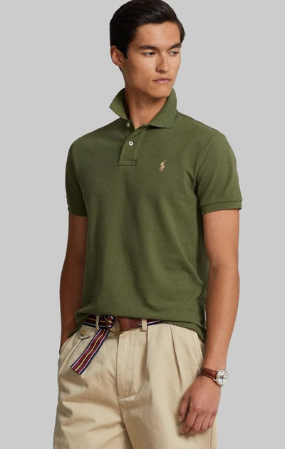 Ralph Lauren Custom Slim Fit Mesh Polo Shirt | Dark Sage