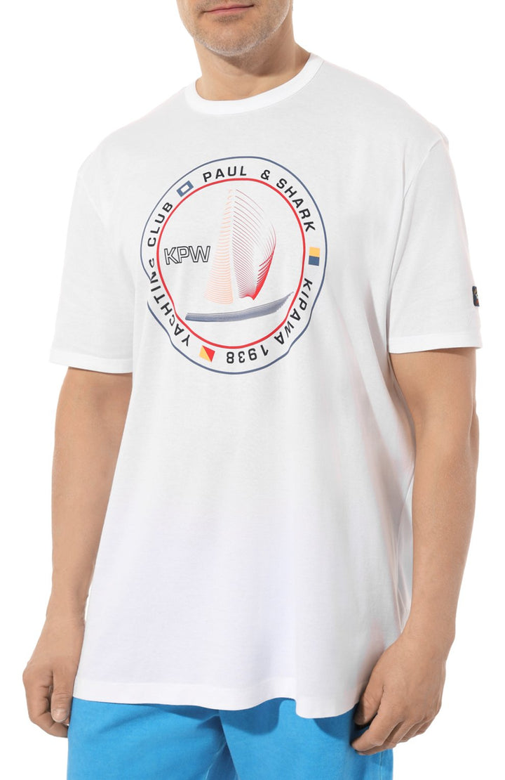 Paul & Shark Organic Cotton T-Shirt with Kipawa Print | White