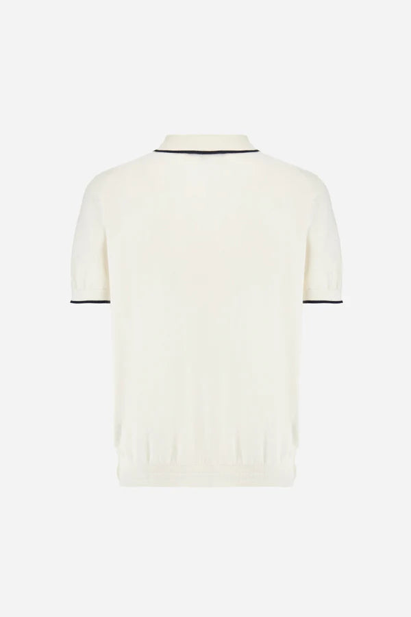 La Martina Polo Shirt in Tricot Cotton Knit in Regular Fit - Austin | Antique White