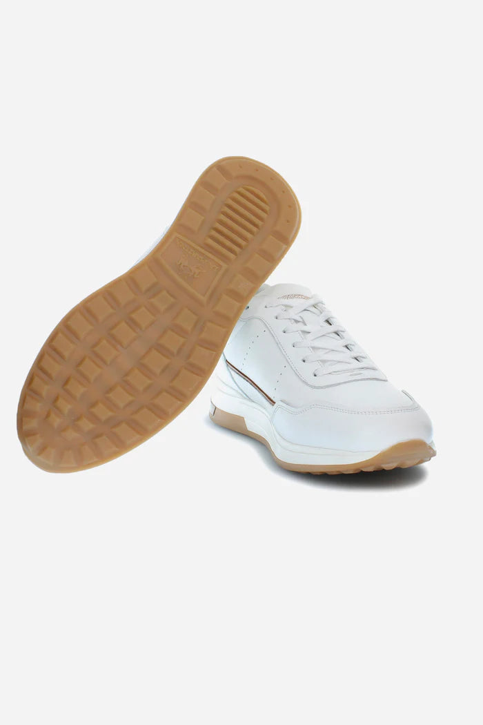La Martina Men's Leather Trainers | White/Tan