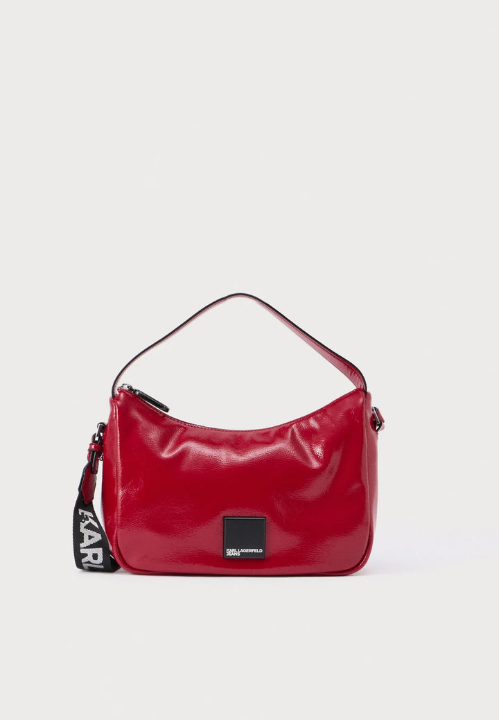 Karl Lagerfeld Glossy Mini Hobo Bag | Pompeian Red