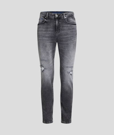 Karl Lagerfeld Distressed Slim Jeans | Washed Dark Grey