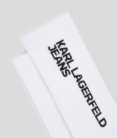 Karl Lagerfeld Men's Logo Socks 2 Pack | White/Black