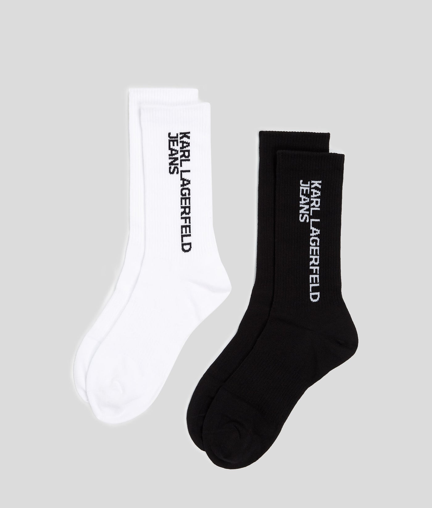 Karl Lagerfeld Women's Logo Socks 2 Pack | White/Black
