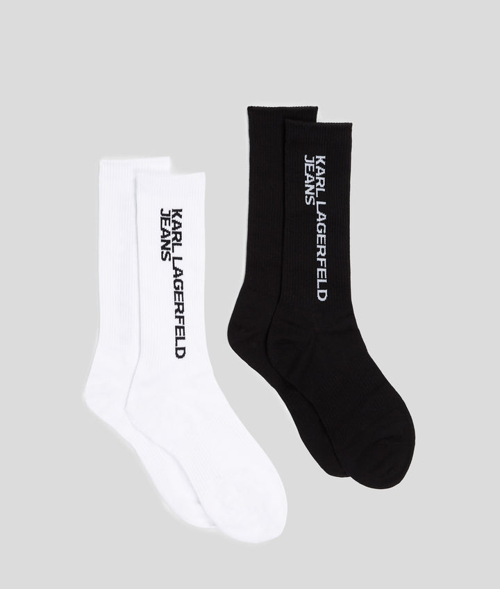 Karl Lagerfeld Women's Logo Socks 2 Pack | White/Black