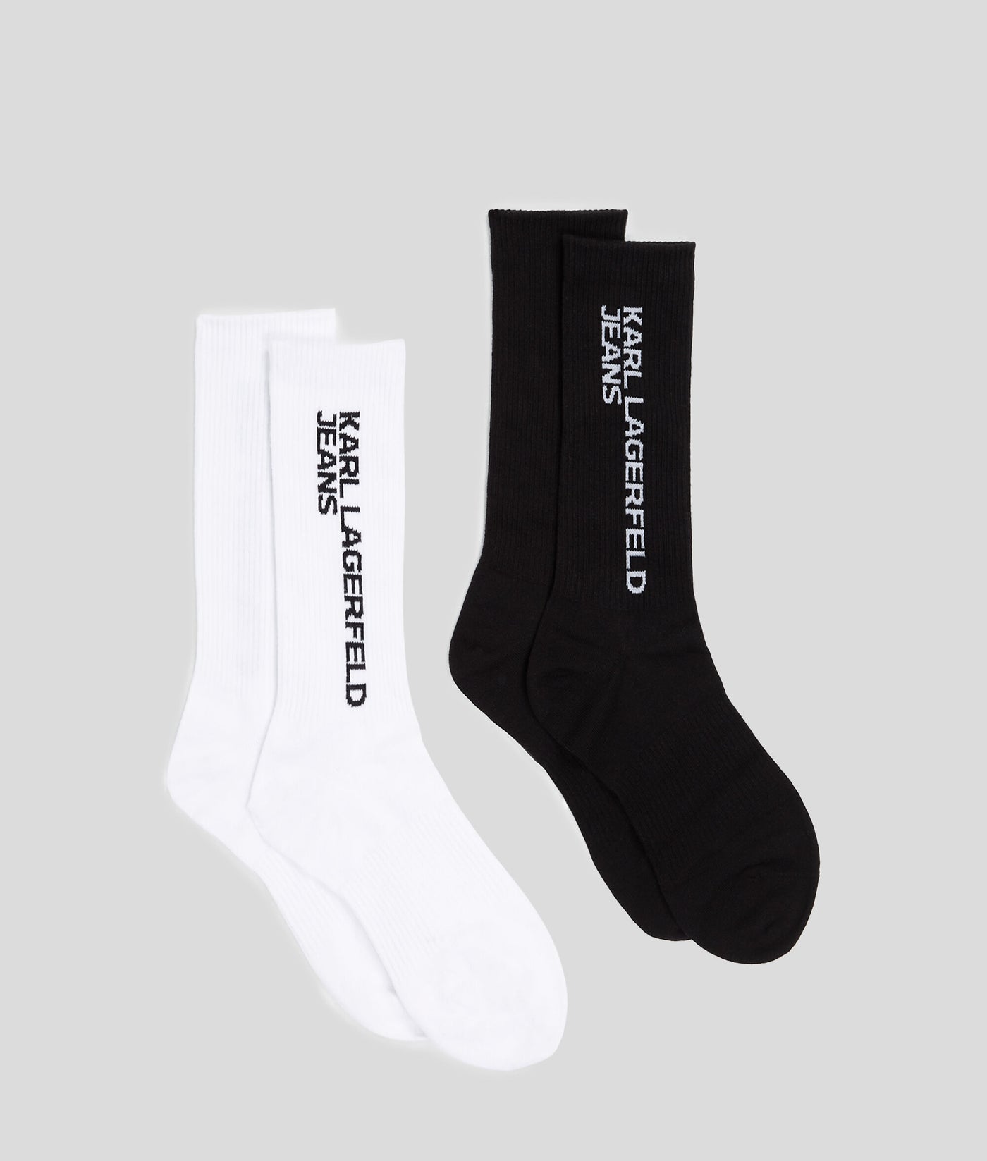 Karl Lagerfeld Women's Logo Socks 2 Pack | White/Black