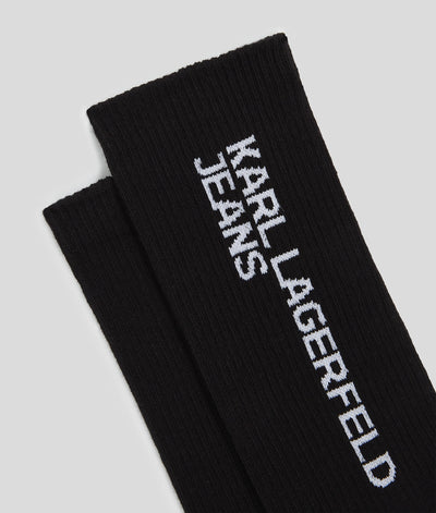 Karl Lagerfeld Women's Logo Socks 2 Pack | White/Black