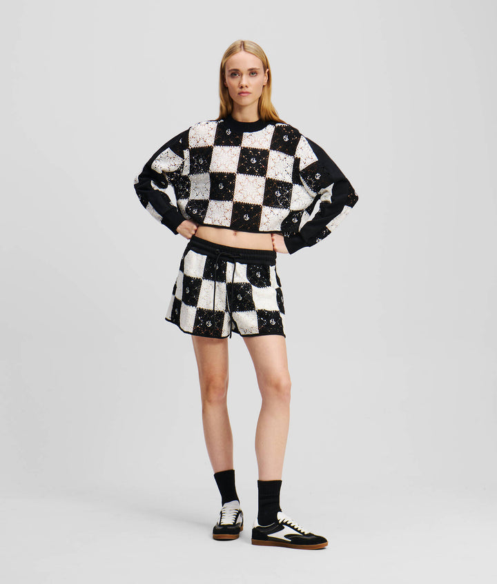Karl Lagerfeld Women's Crochet Shorts | Black/White