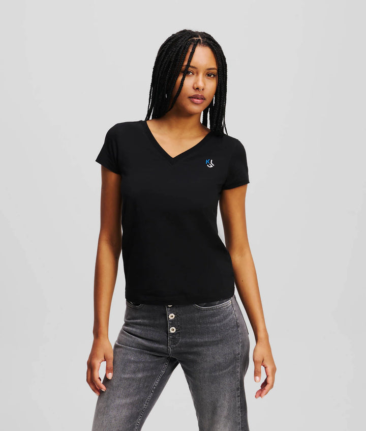 Karl Lagerfeld Slim Fit V-neck T-shirt | Black