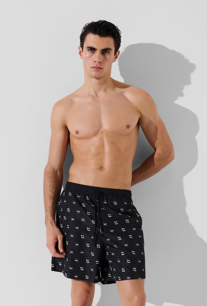 Karl Lagerfeld Ikon All-Over Print Boardshorts | Black
