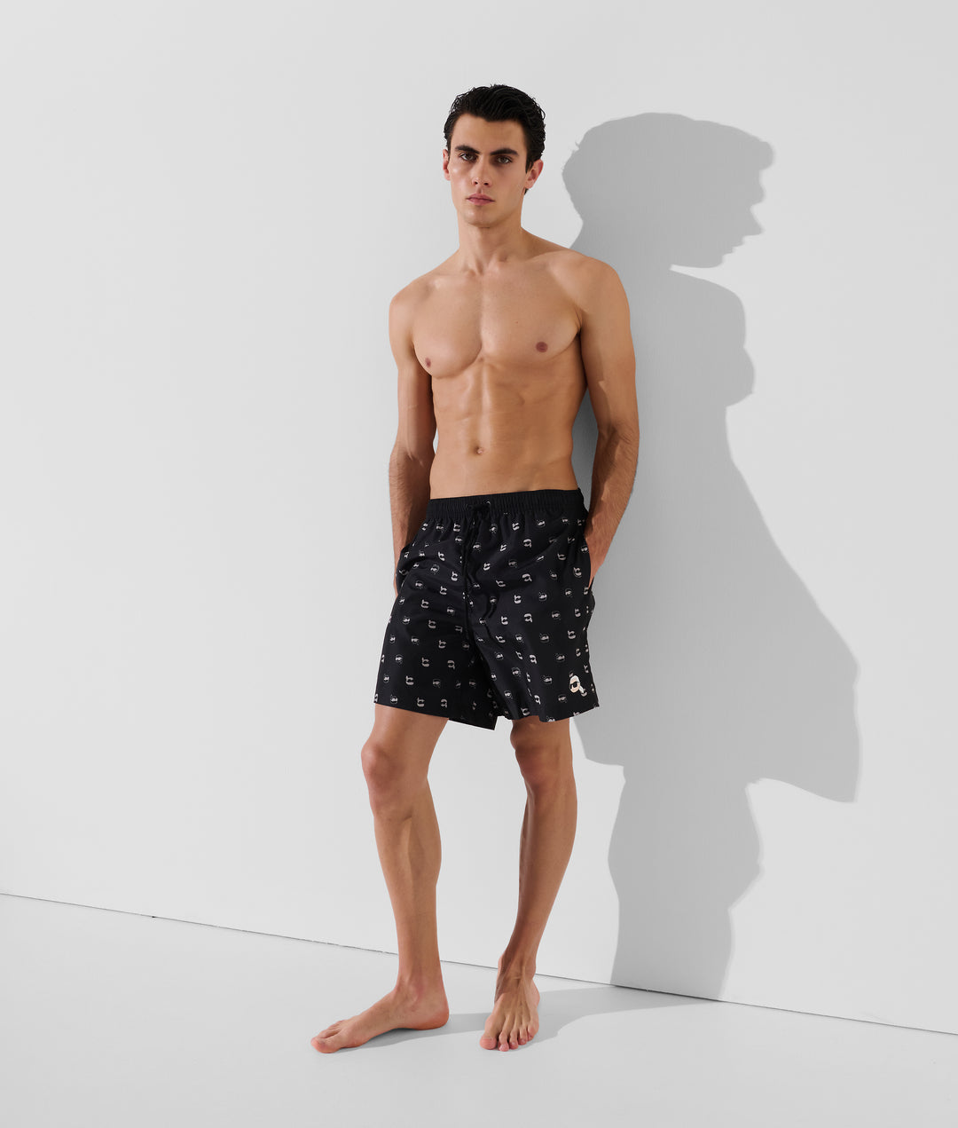Karl Lagerfeld Ikon All-Over Print Boardshorts | Black