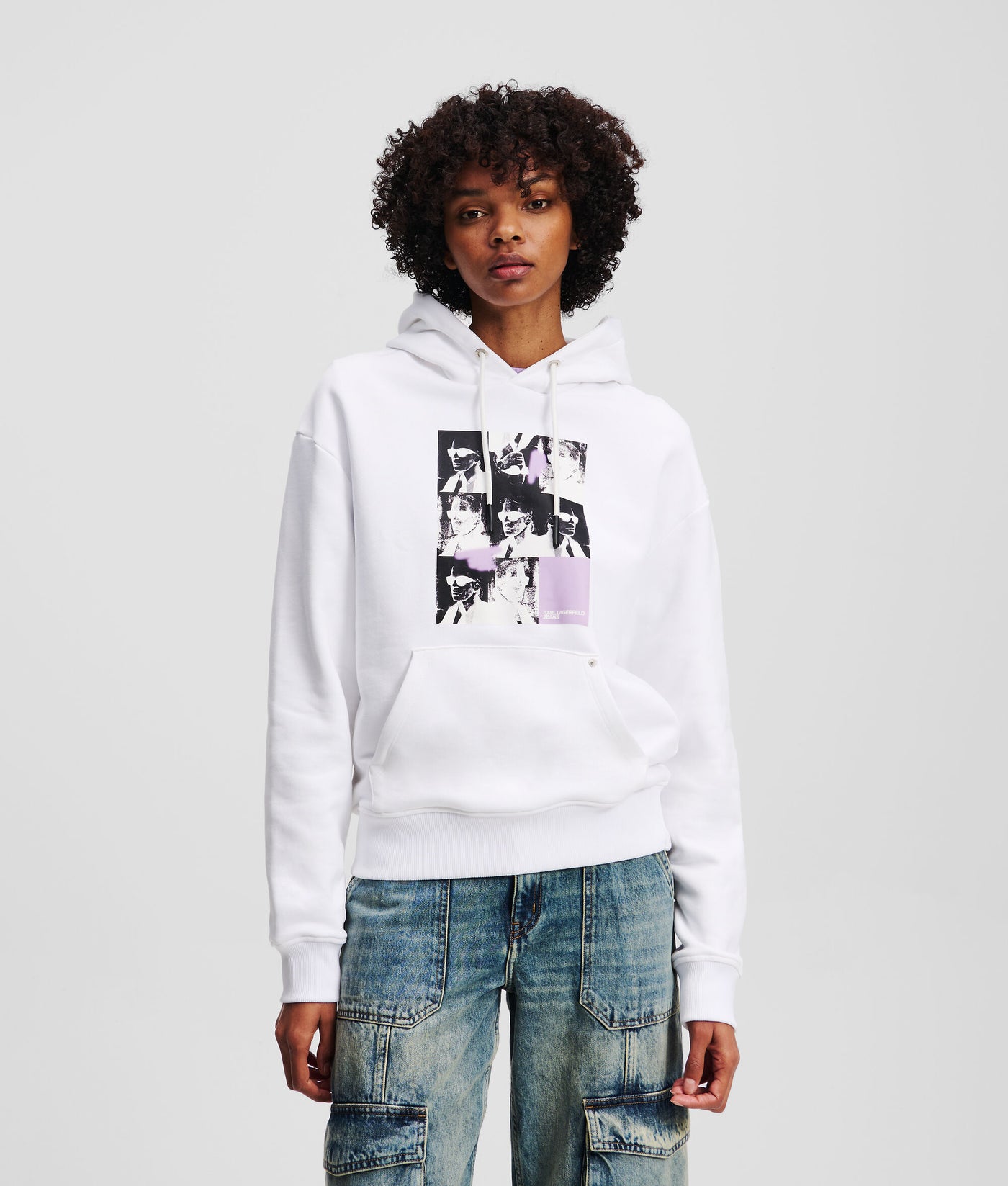 Karl Lagerfeld Women's Relaxed Fit Print Hoodie | White