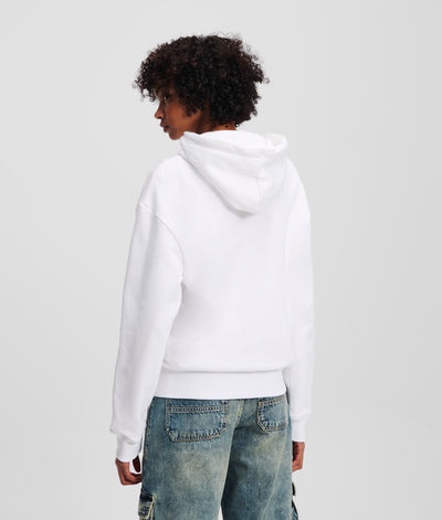 Karl Lagerfeld Women's Relaxed Fit Print Hoodie | White