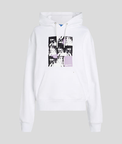 Karl Lagerfeld Women's Relaxed Fit Print Hoodie | White