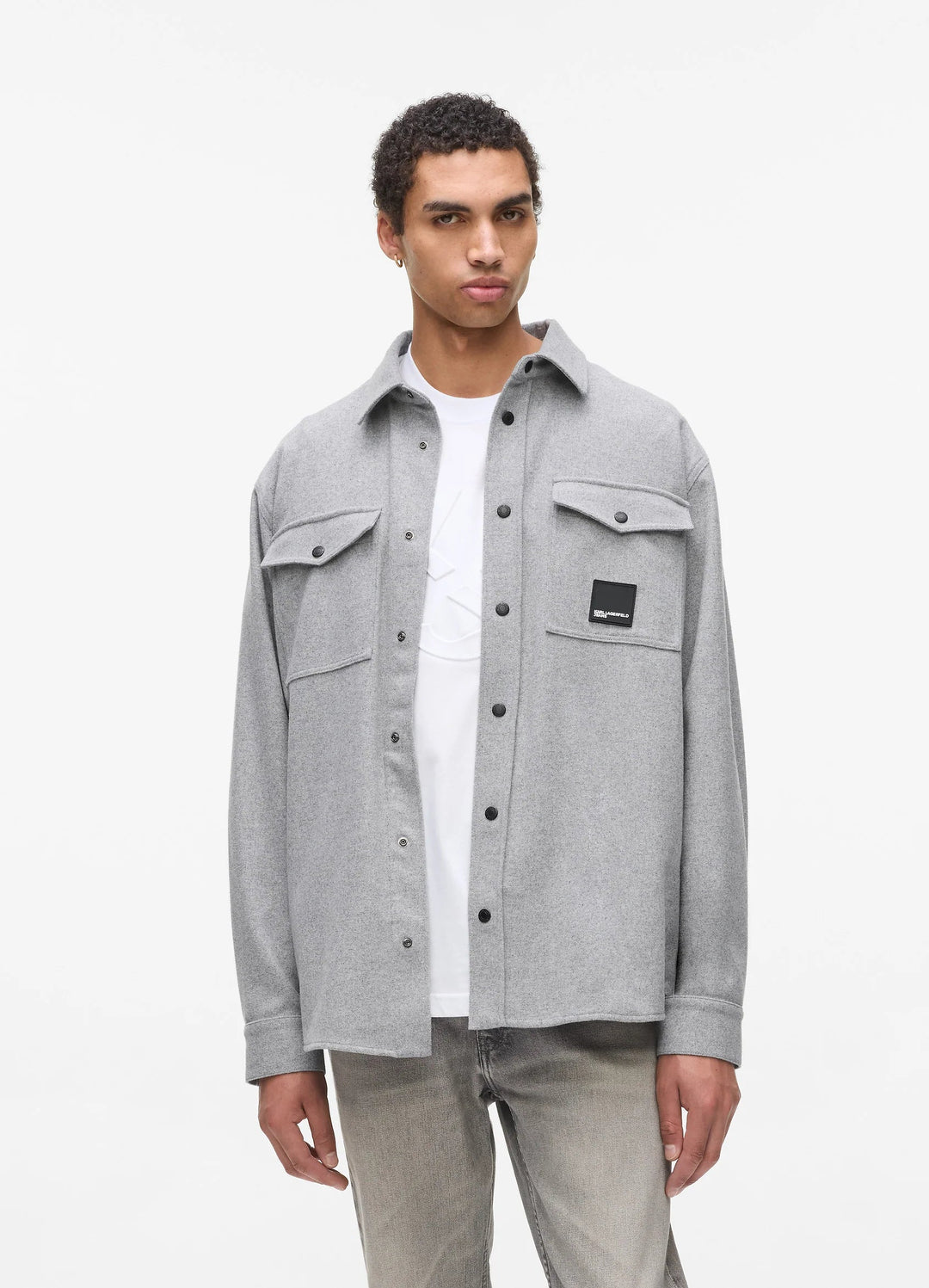 Karl Lagerfeld Wool-Blend Flannel Overshirt | Monument