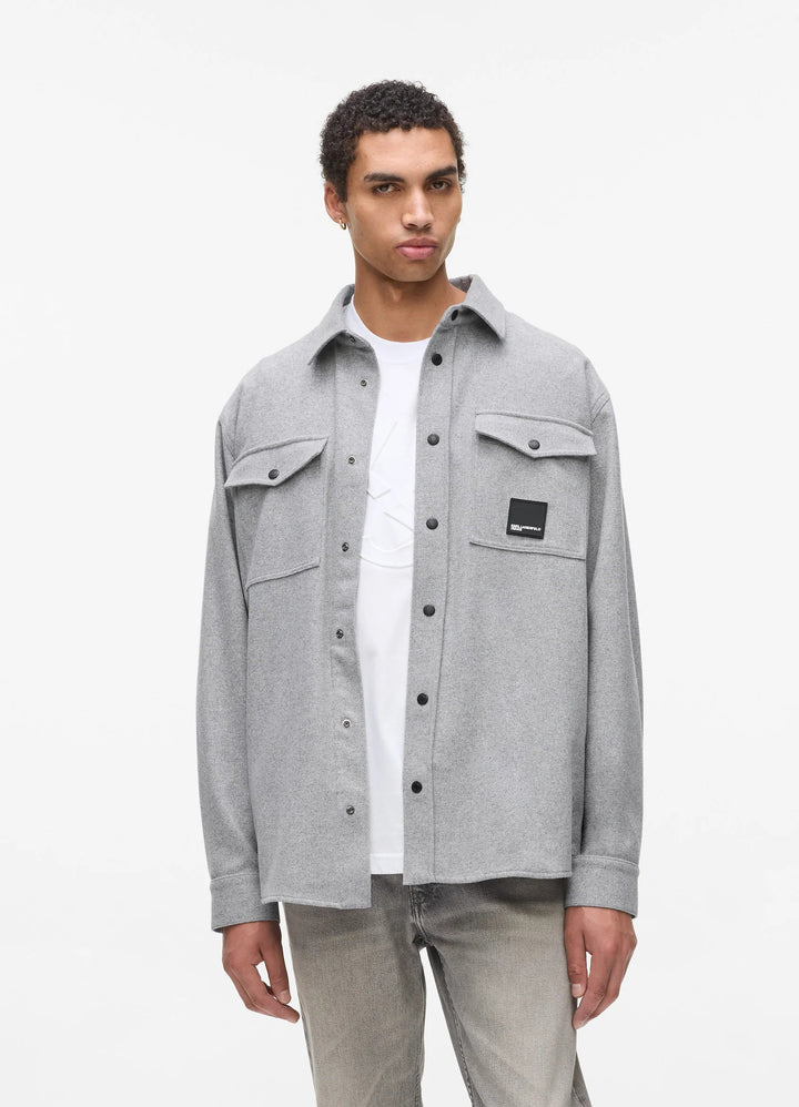 Karl Lagerfeld Wool-Blend Flannel Overshirt | Monument