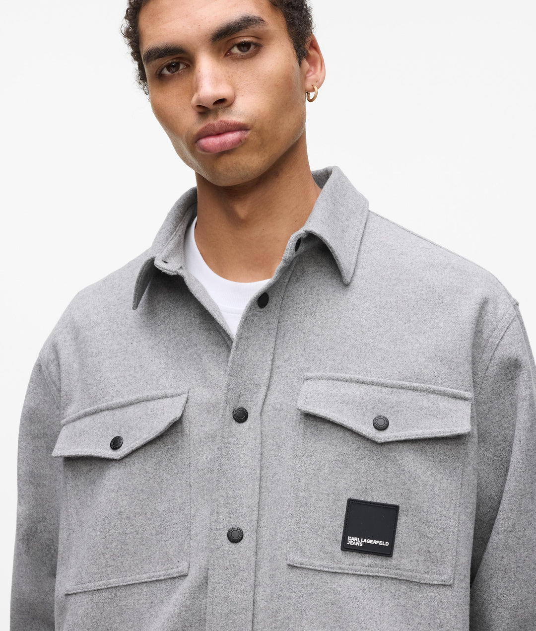 Karl Lagerfeld Wool-Blend Flannel Overshirt | Monument