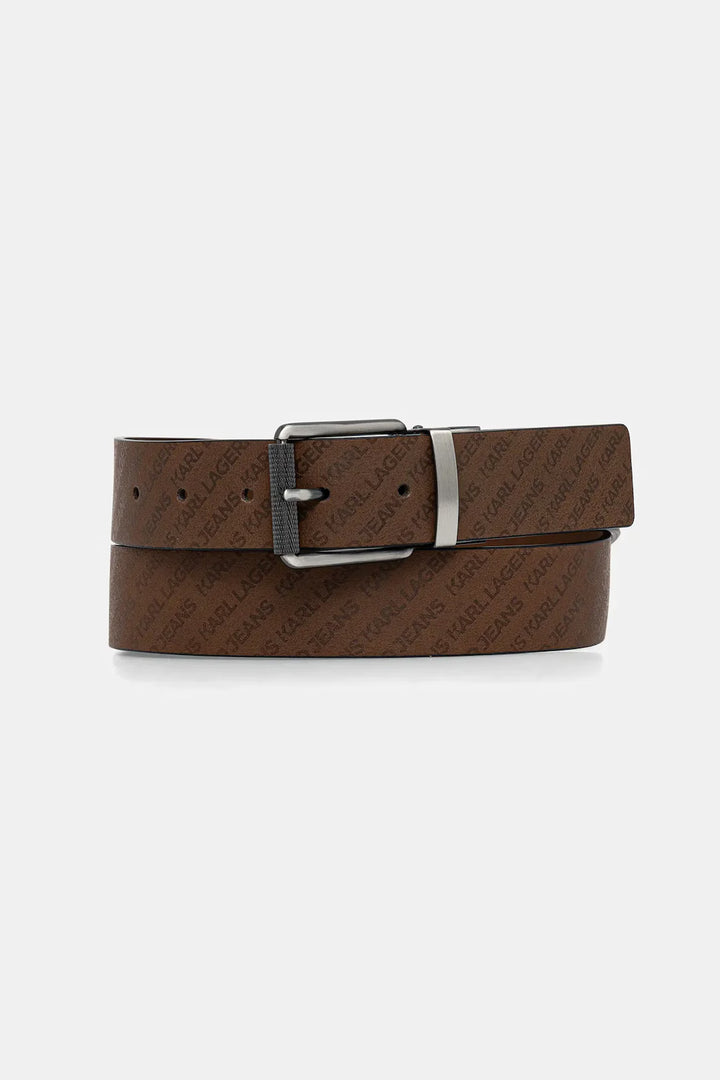 Karl Lagerfeld Reversible Leather Debossed Belt | Brown