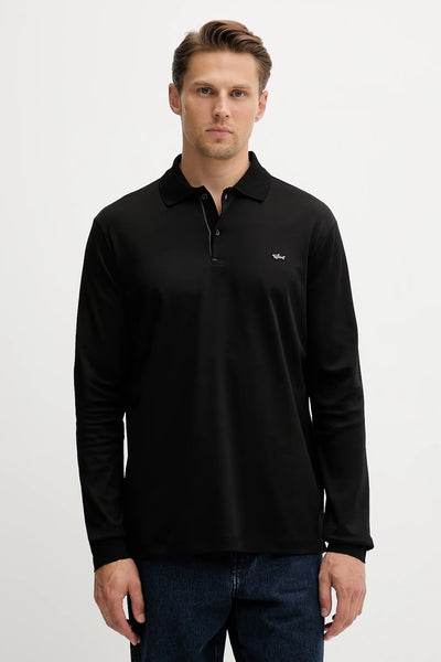 Paul & Shark Metal Shark Aqua Touch Cotton Polo | Black