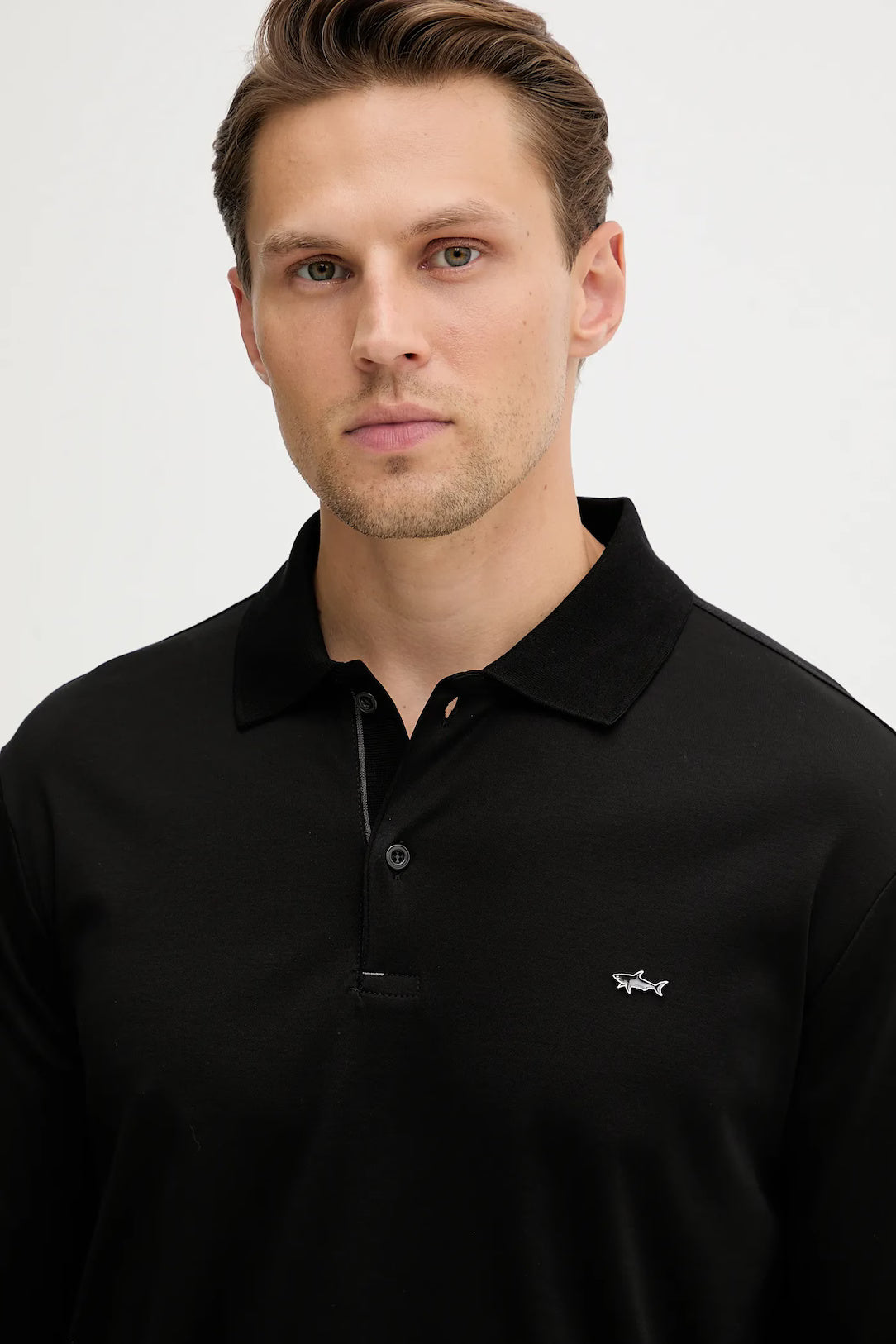 Paul & Shark Metal Shark Aqua Touch Cotton Polo | Black