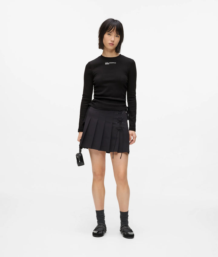 Karl Lagerfeld Ruched Ribbed Women's Top | Black